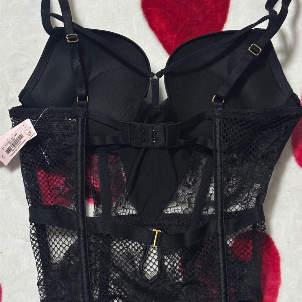Victoria’s Secret Black Lace Bodysuit, Teddy, push-up lingerie, thong, small - Picture 6 of 9